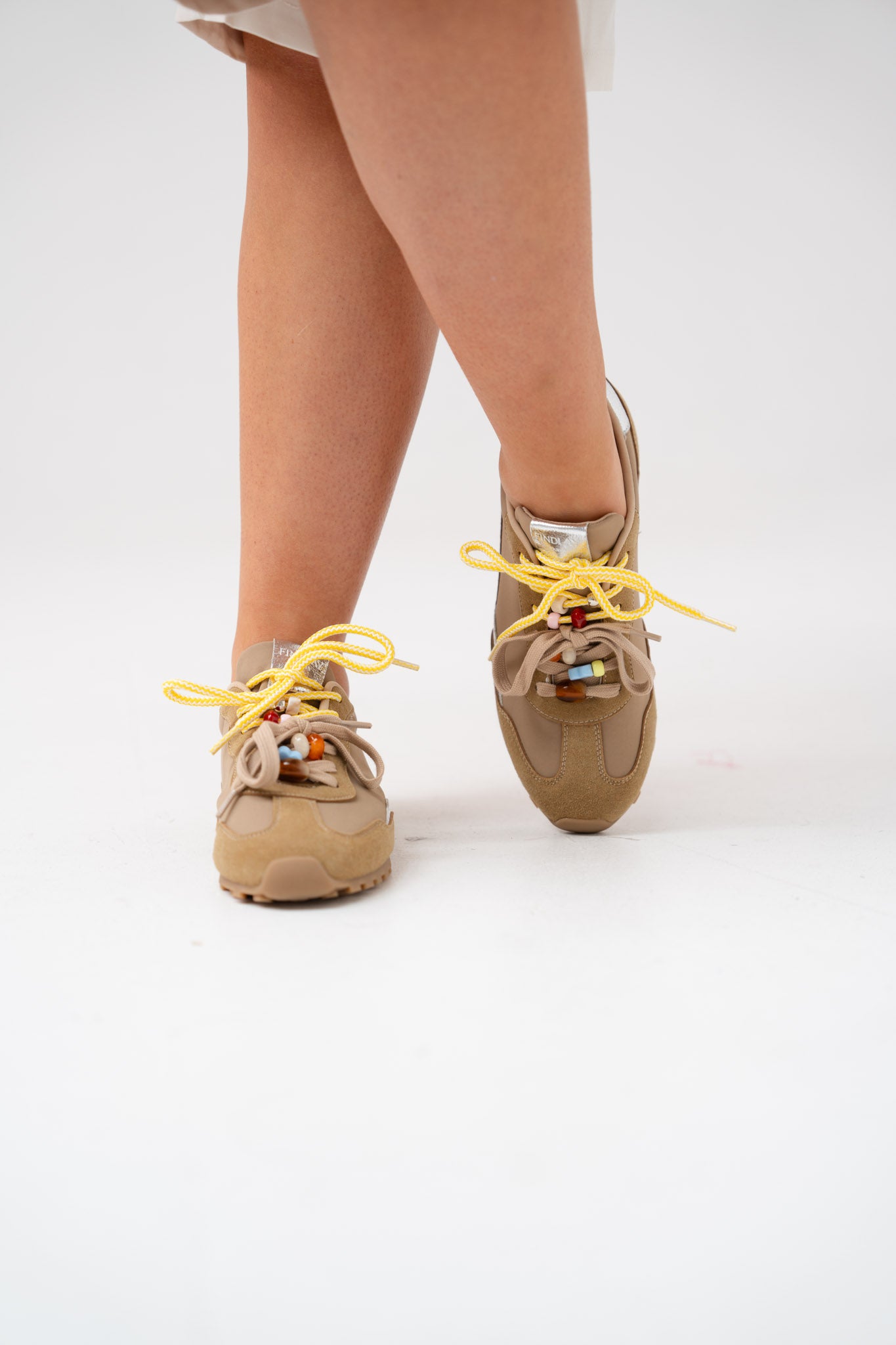 Faith Double Laced Trainers In Beige Mix
