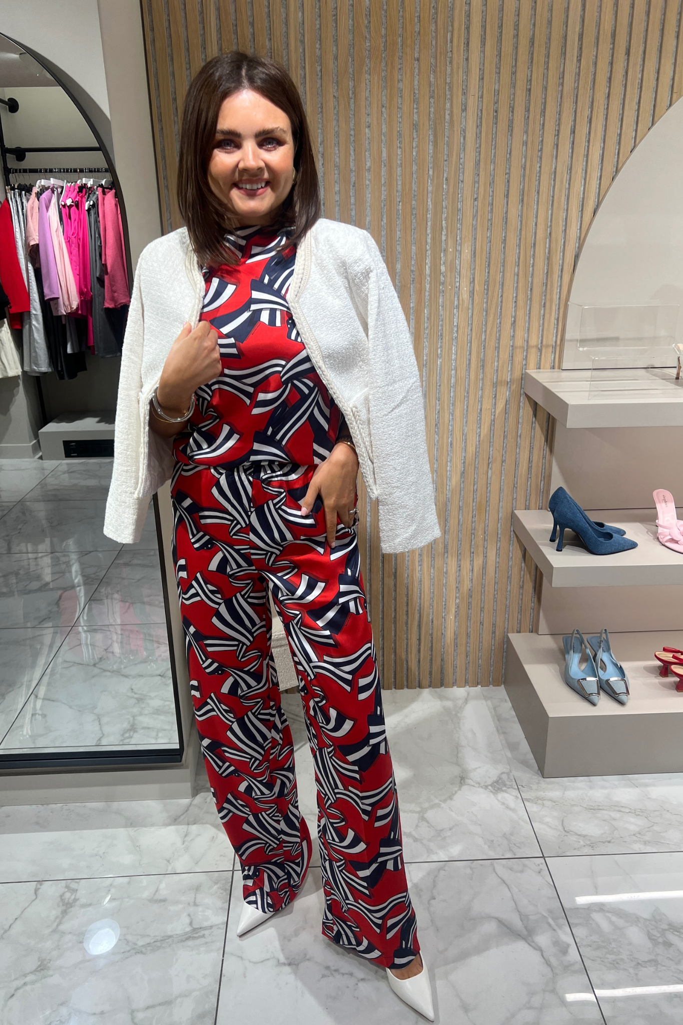 Sophia Print Two Piece In Red Mix