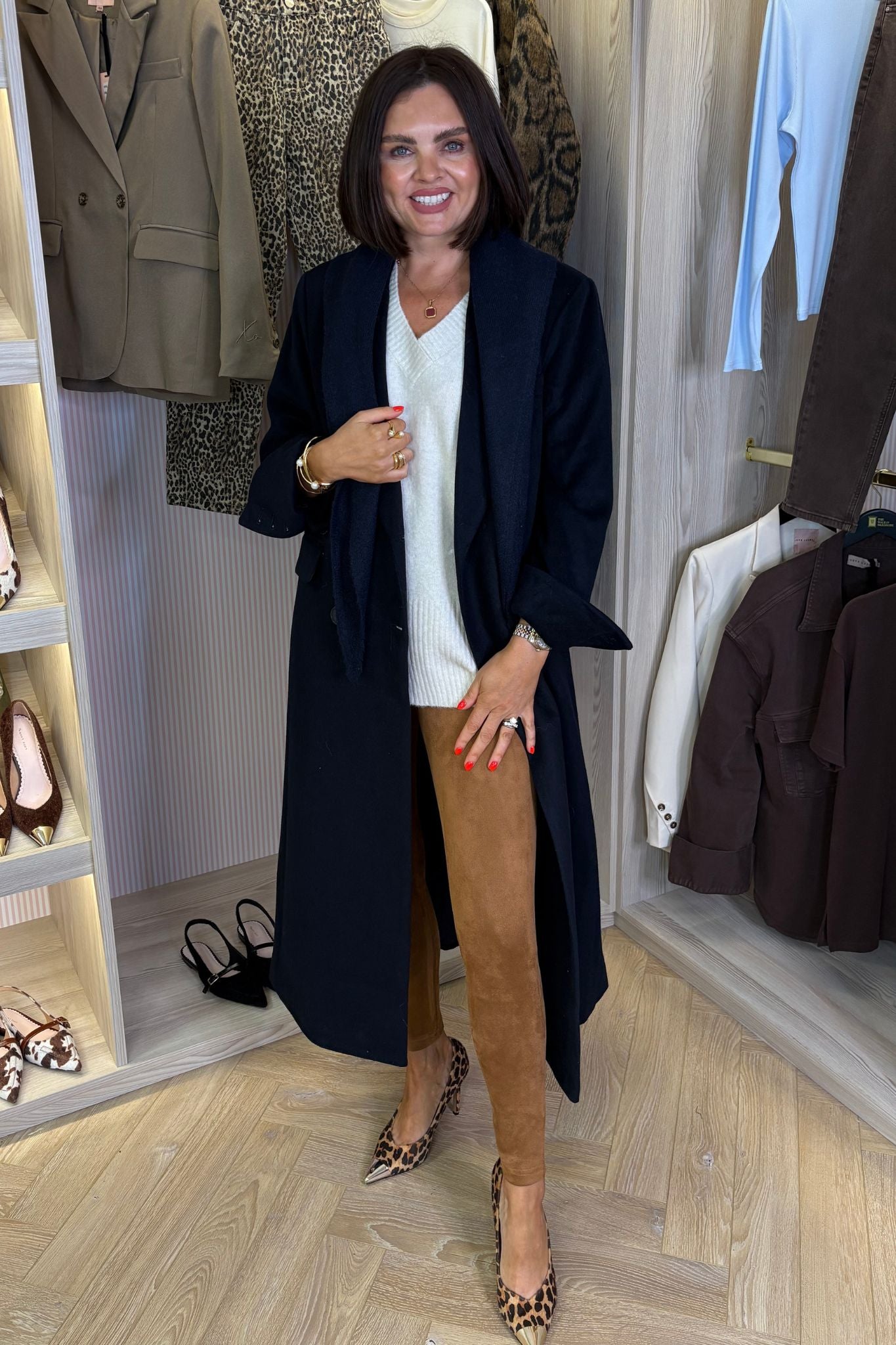 Freya Faux Suede Leggings In Camel