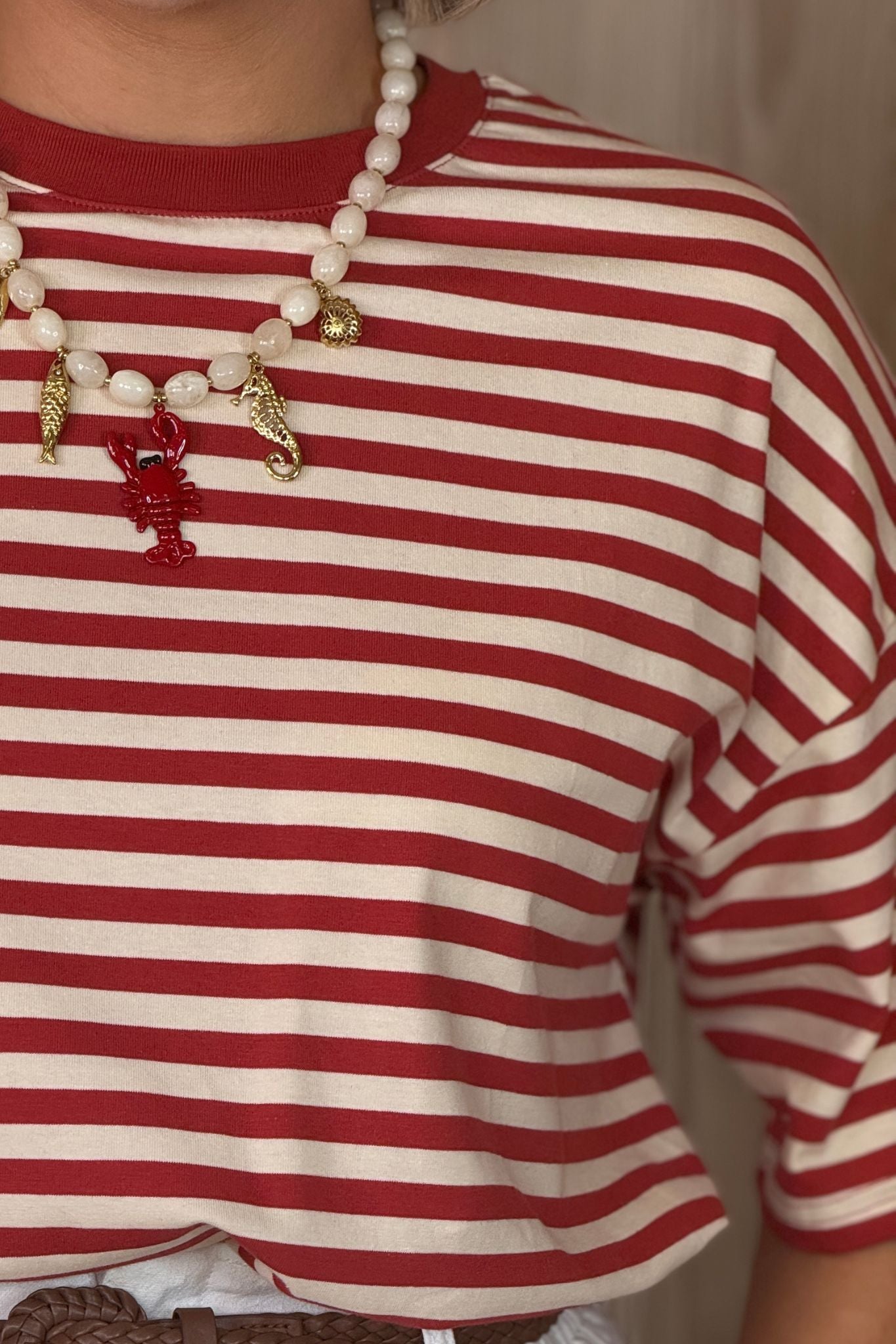 Kendra Stripe T-Shirt In Red & Cream