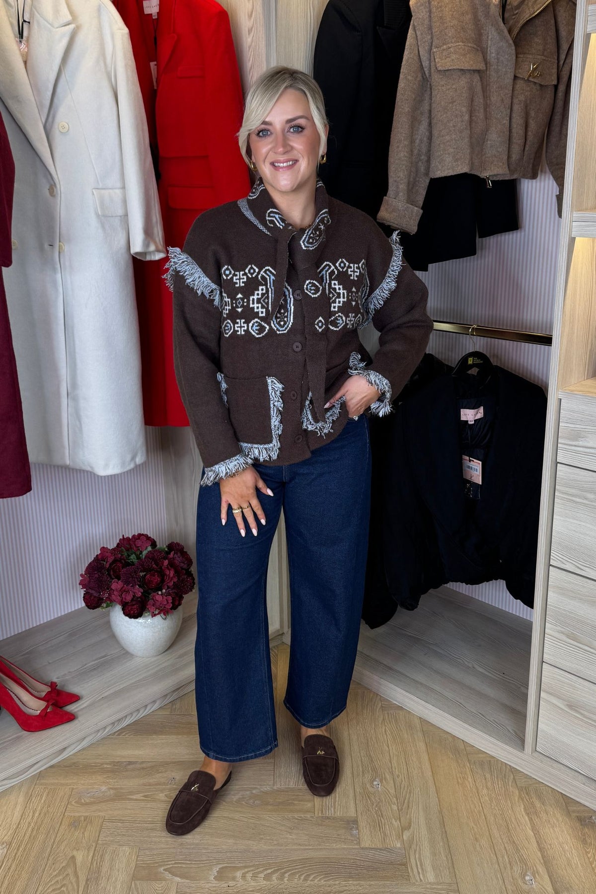 Kendra Fringed Jacket In Chocolate