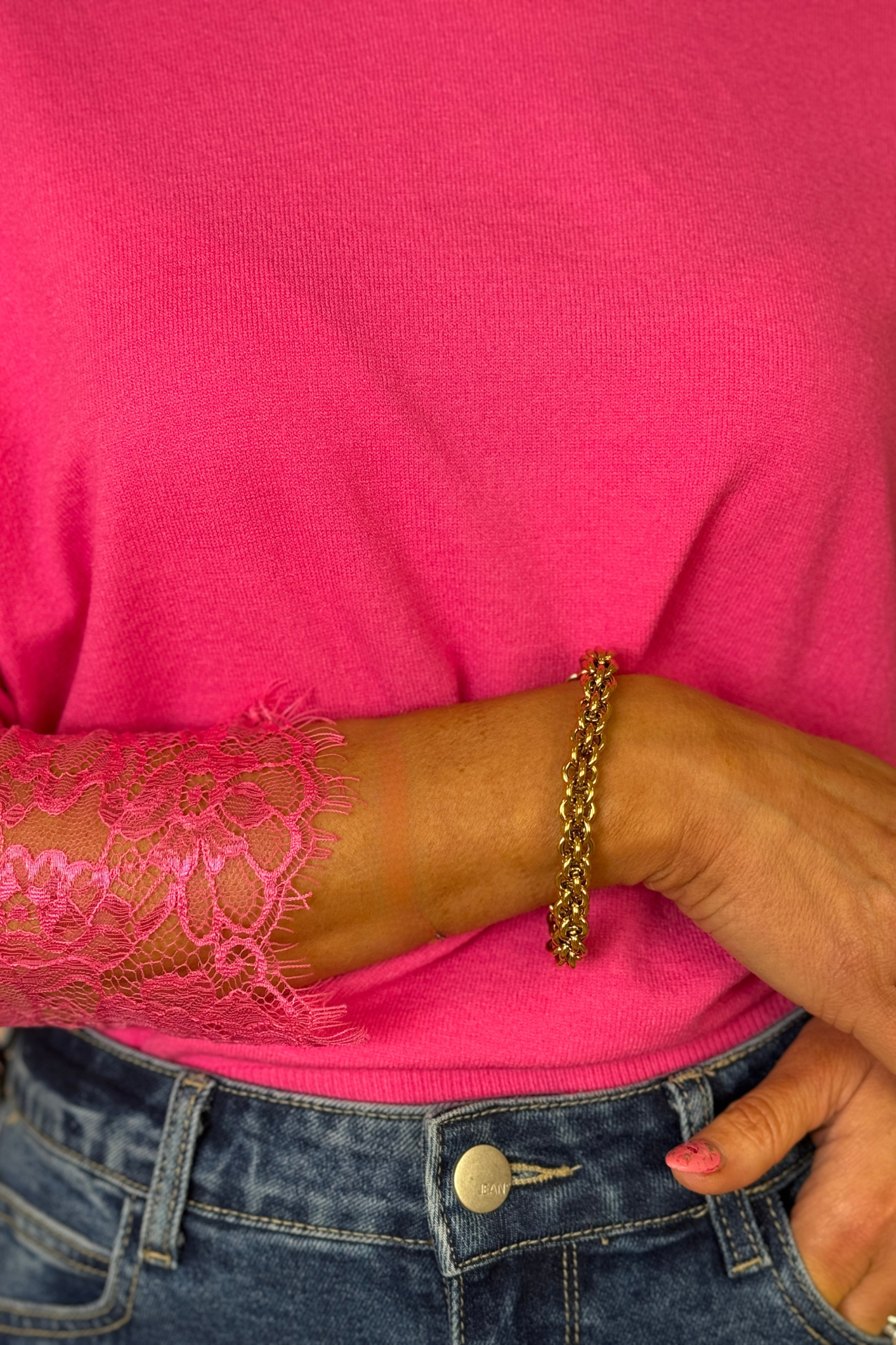 Olive Chunky Linked Bracelet In Gold