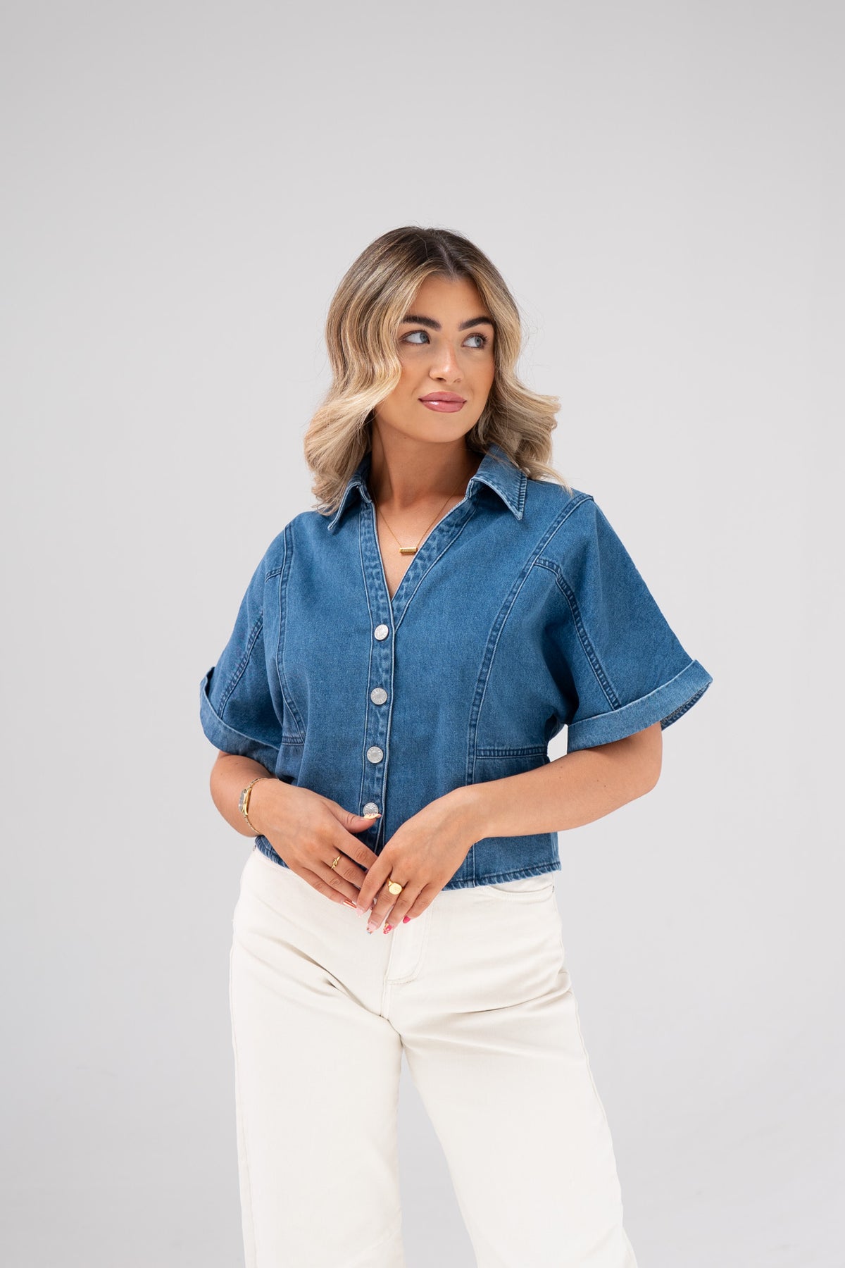 Caitlyn Denim Shacket In Dark Wash