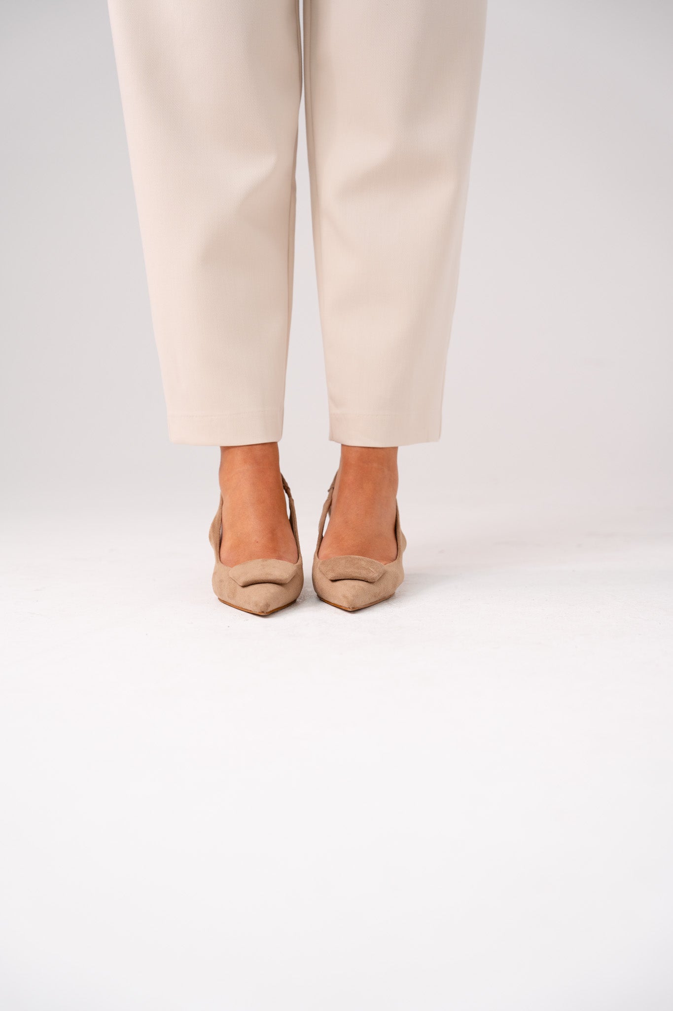 Cathy Faux Suede Slingback In Beige