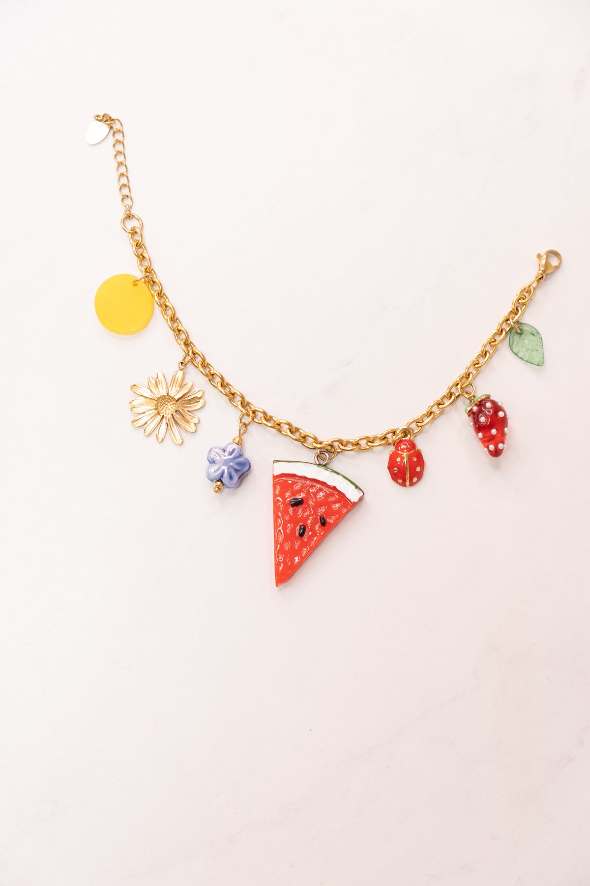 Olive Fruit Charm Bracelet In Gold