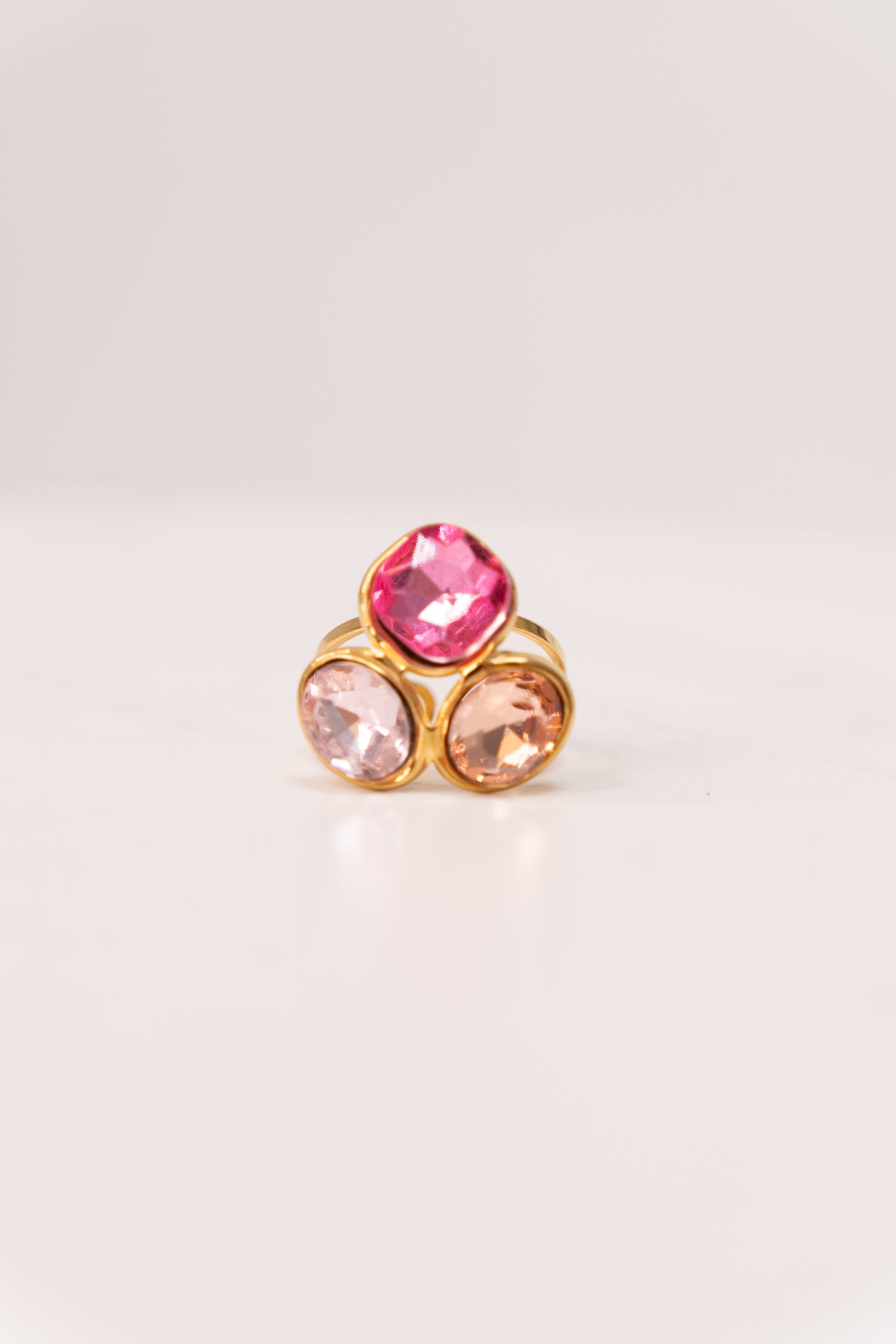 Olive Gemstone Ring In Pink Mix