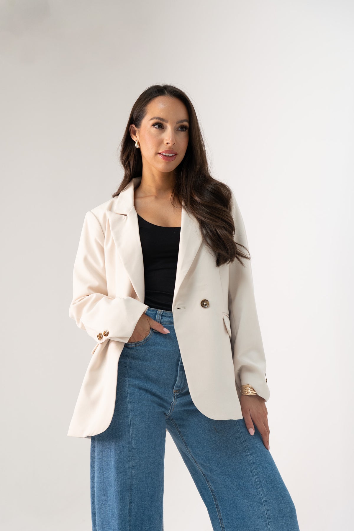 Love Laura Blazer In Neutral