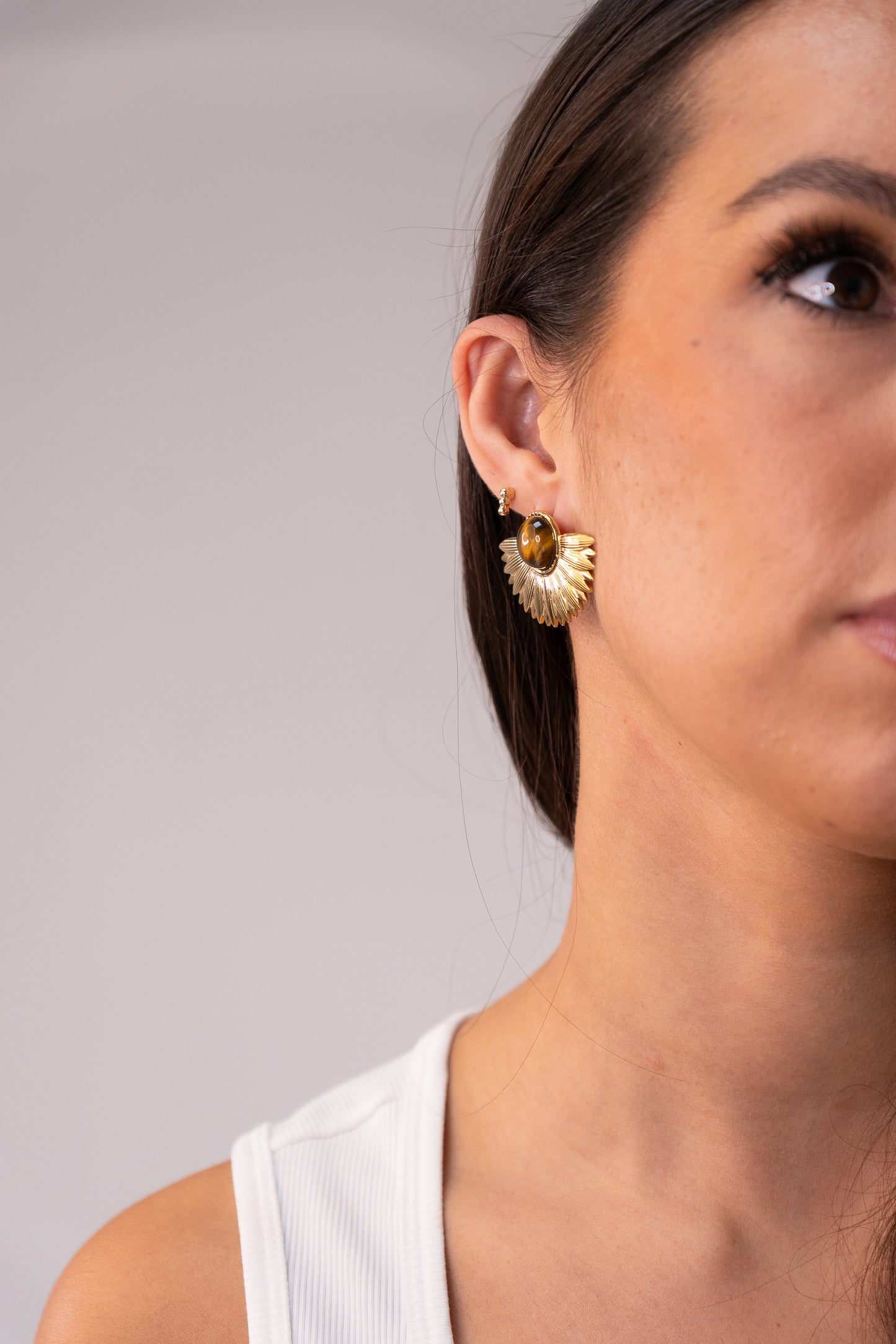 Polly Semi Circle Earrings In Brown Mix