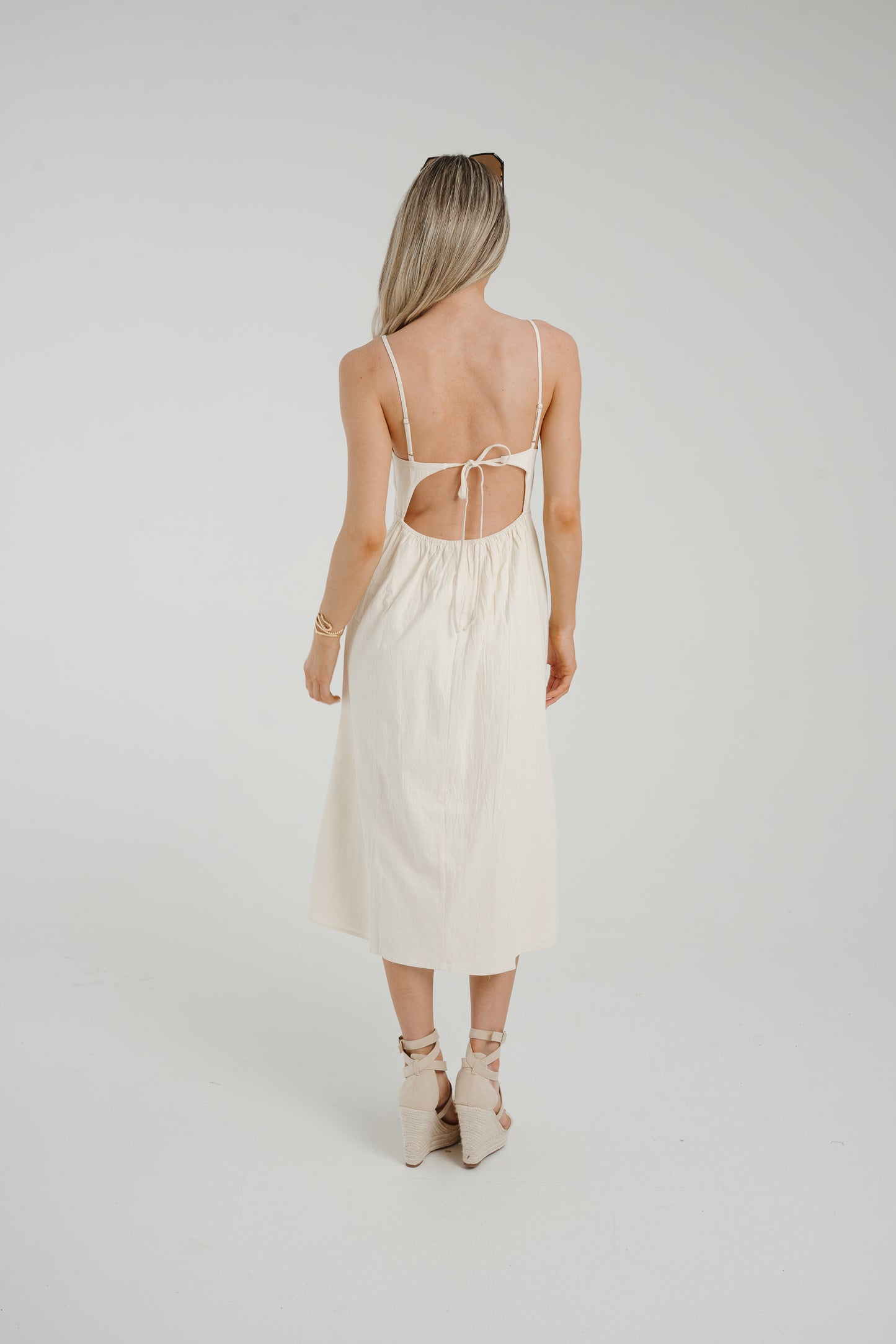 Frankie Button Front Dress In Cream