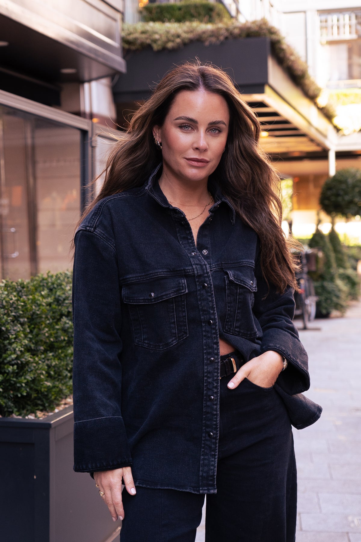 Love Laura Denim Shacket In Black Wash