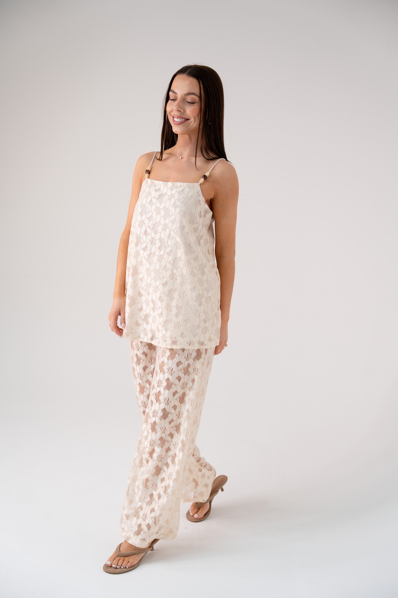 Elsa Longline Lace Cami In Ivory