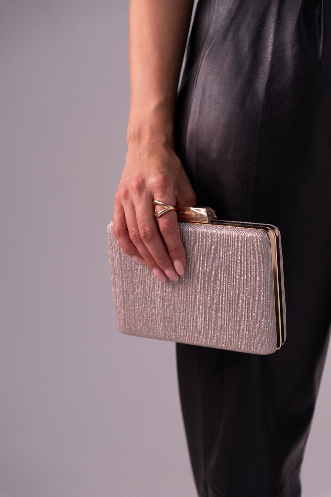 Polly Square Clutch Bag In Champagne