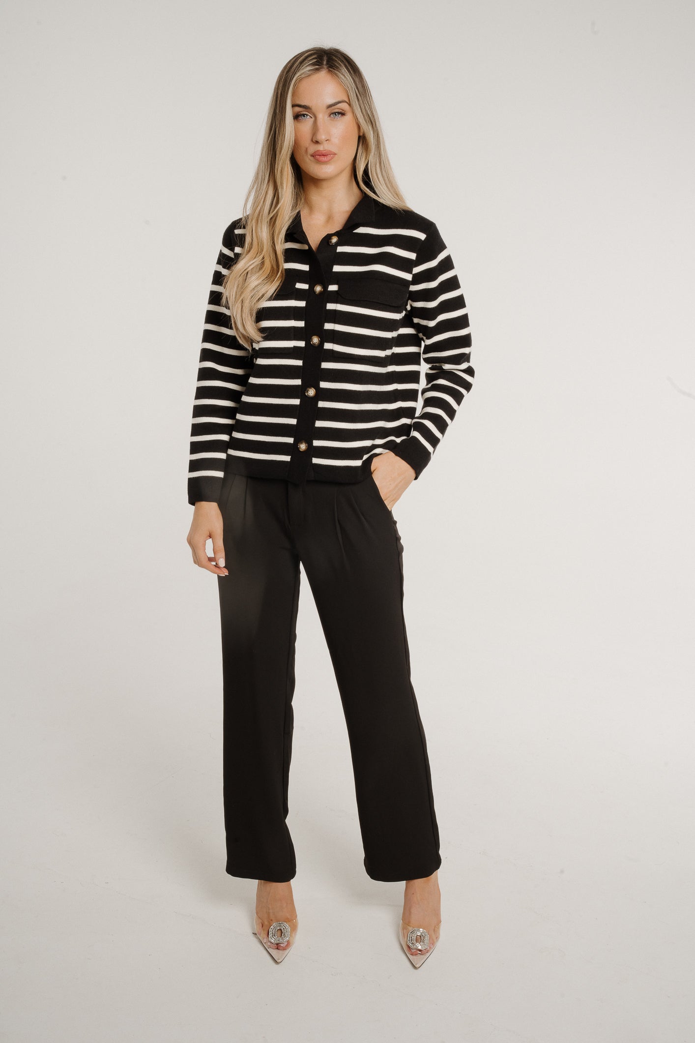 Polly Wide Leg Trousers In Black