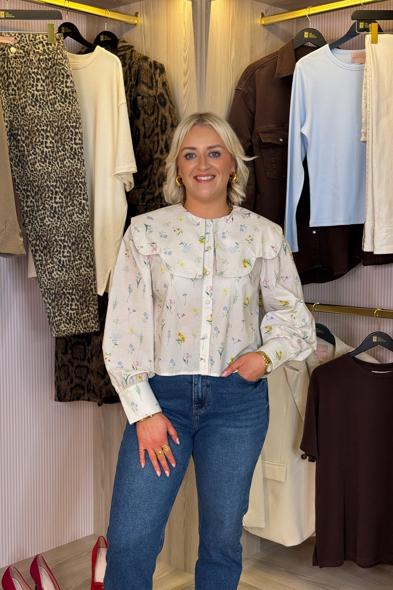 Daisy Oversize Collar Shirt In Floral