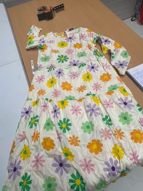 Frankie Multi Floral Tiered Dress In White