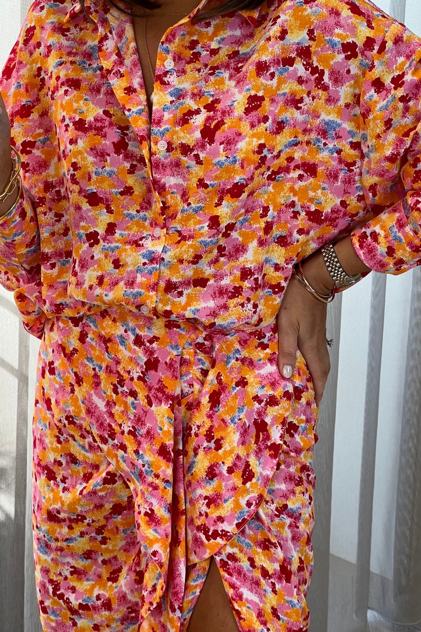 Becca Slip Skirt In Red Multi - The Walk in Wardrobe