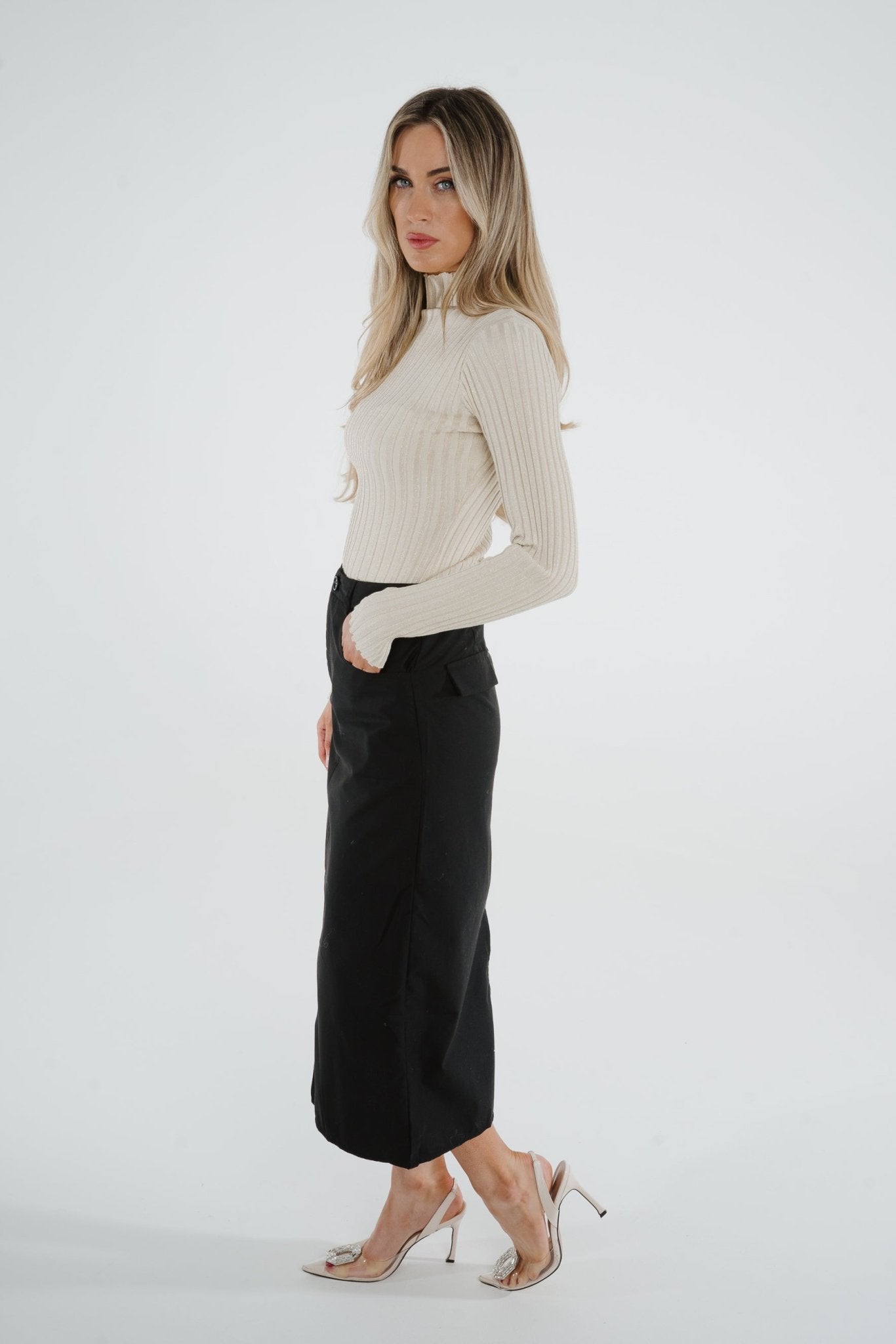 Elsa Midi Skirt In Black - The Walk in Wardrobe
