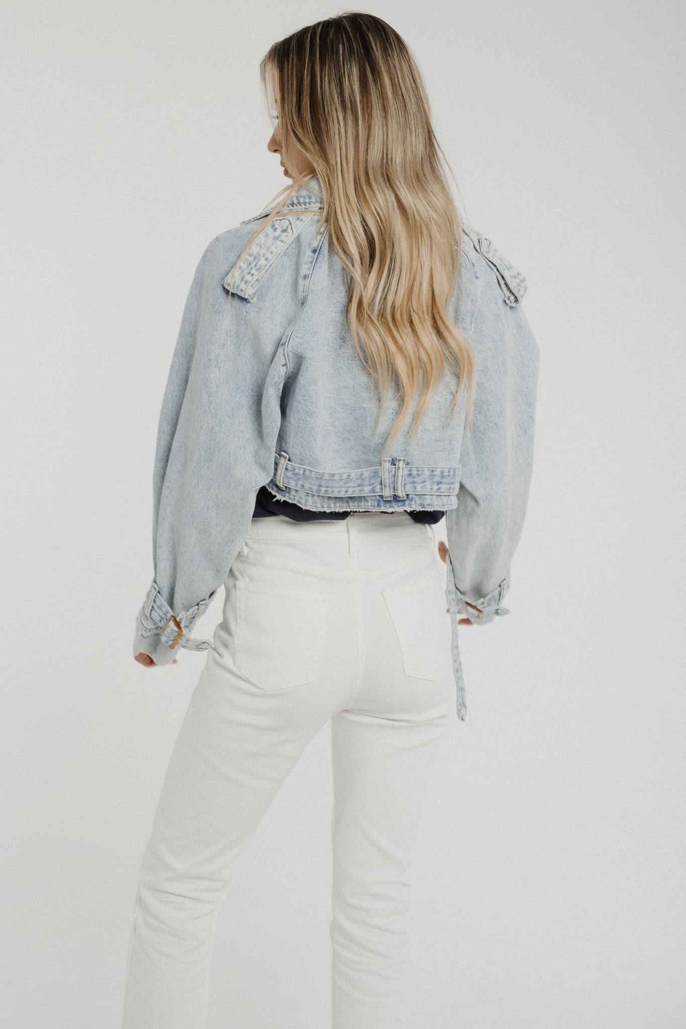 Summer Cropped Denim Jacket In Light Wash - The Walk in Wardrobe