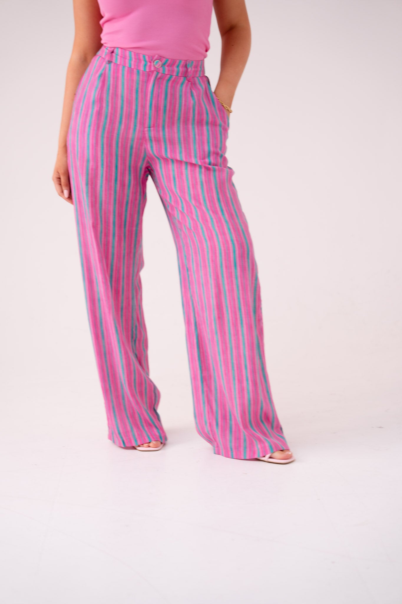 Elsa Stripe Trousers In Pink Mix