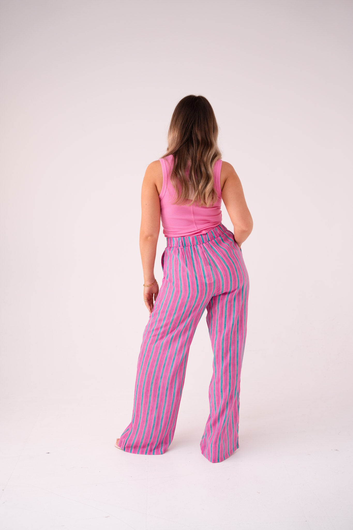 Elsa Stripe Trousers In Pink Mix