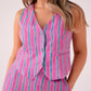 Elsa Stripe Waistcoat In Pink Mix