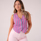 Elsa Stripe Waistcoat In Pink Mix