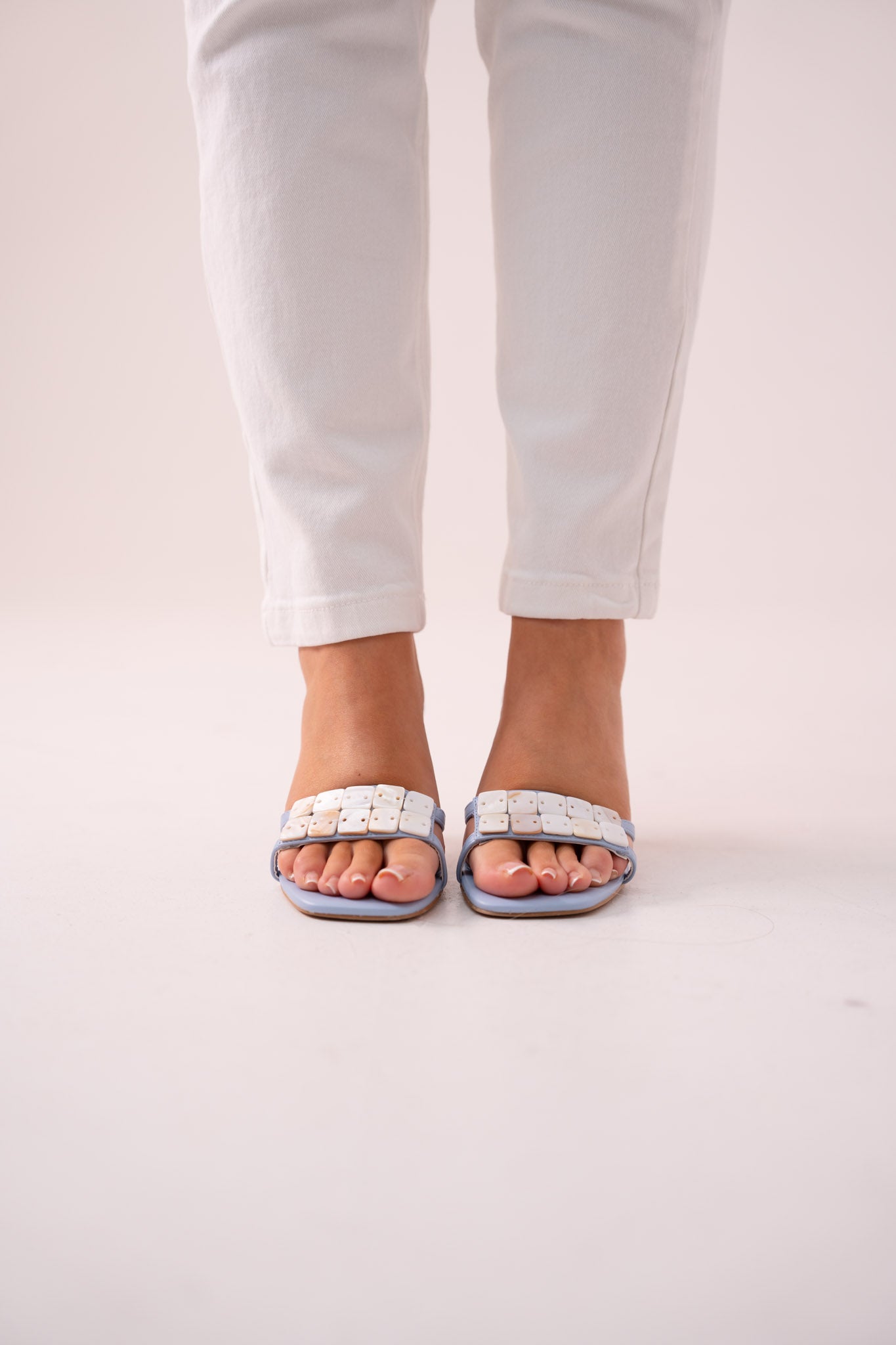 Cathy Beaded Detail Mule In Blue