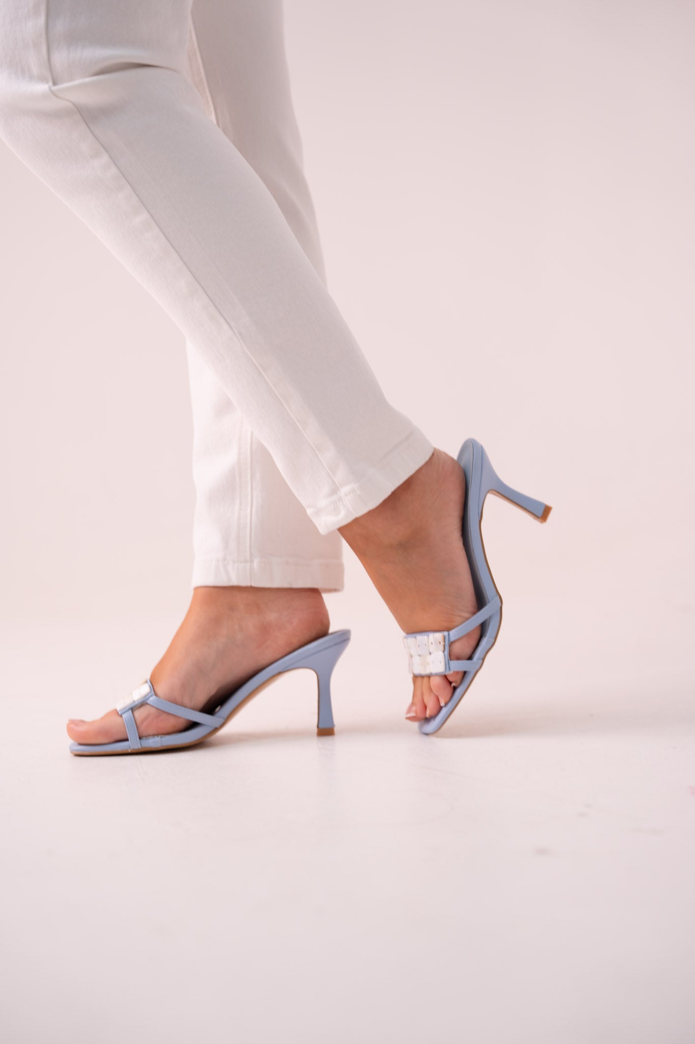 Cathy Beaded Detail Mule In Blue