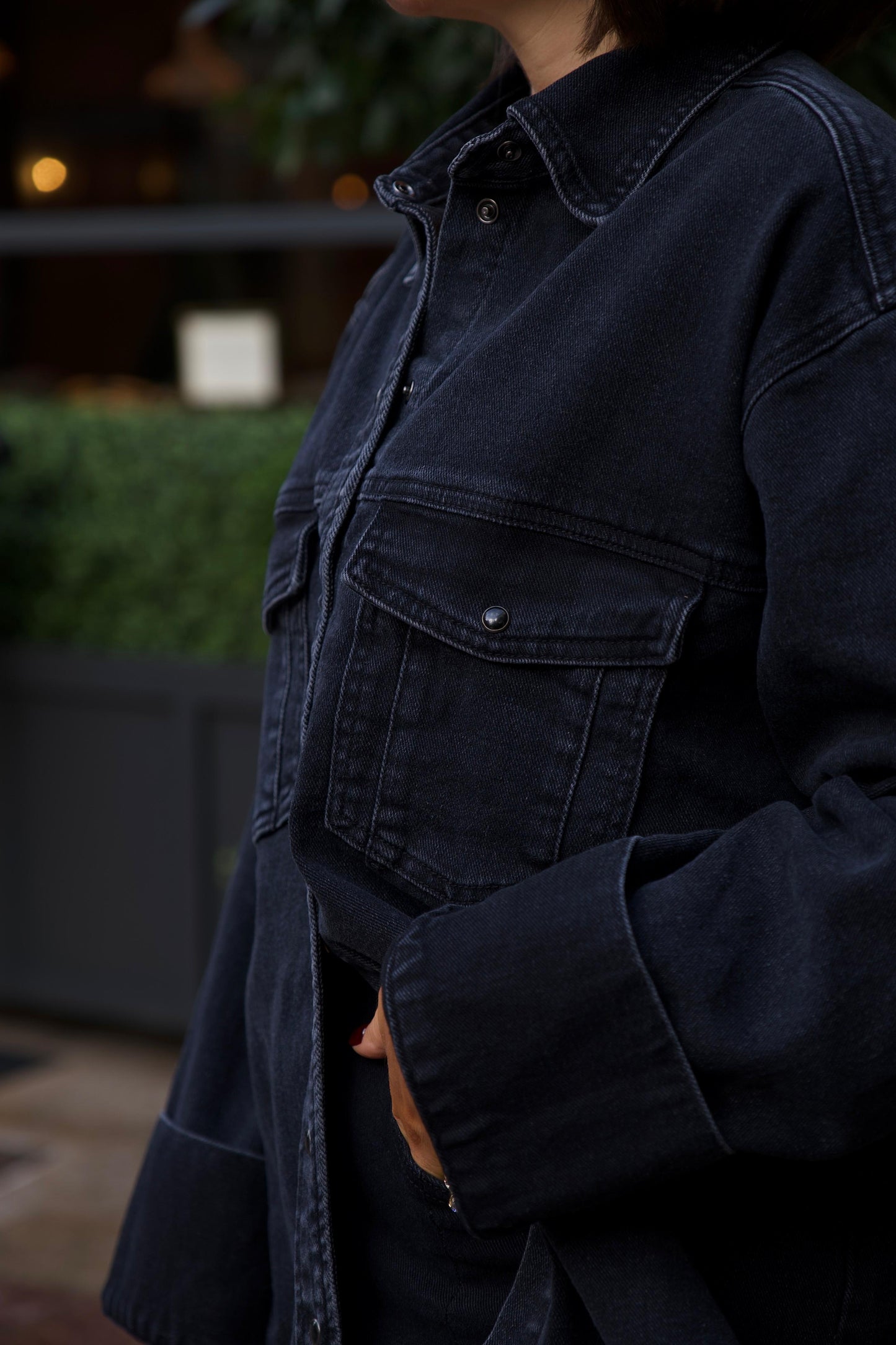 Love Laura Denim Shacket In Black Wash