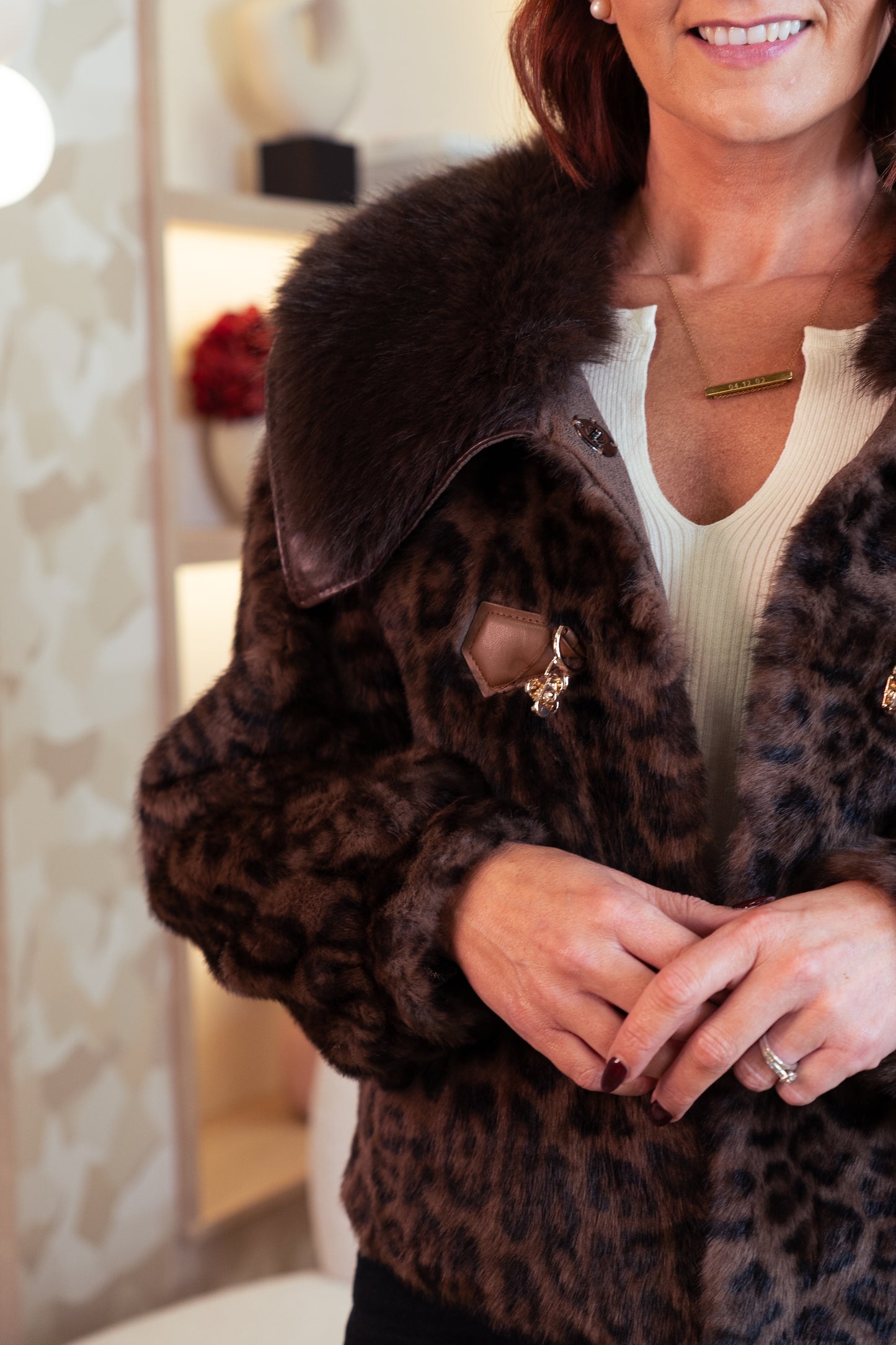 Love Laura Faux Fur Coat In Leopard Print