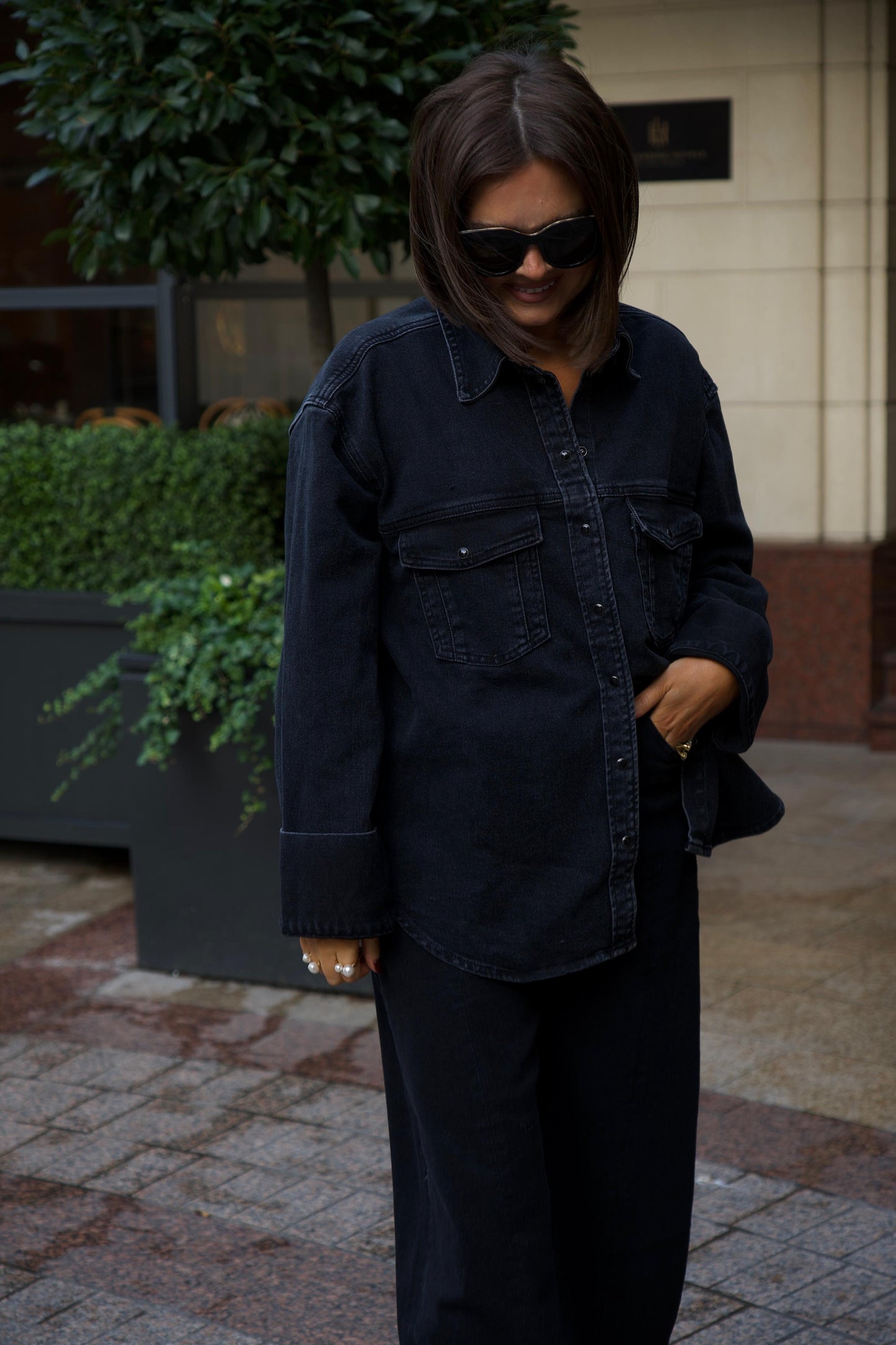 Love Laura Denim Shacket In Black Wash