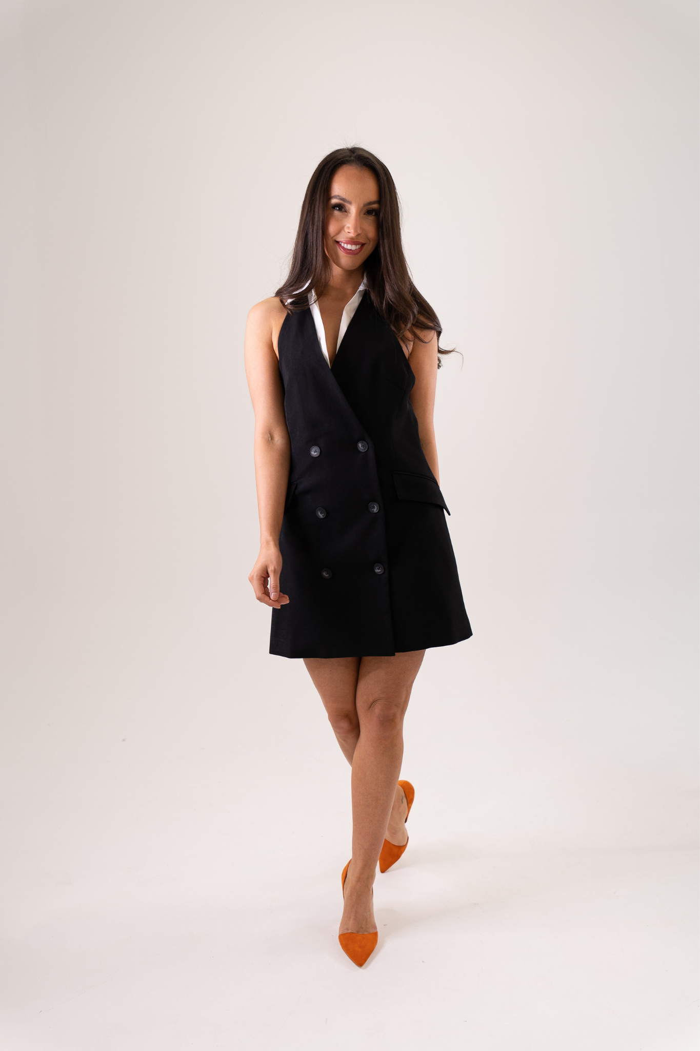 Kiera Halter Blazer Dress In Black