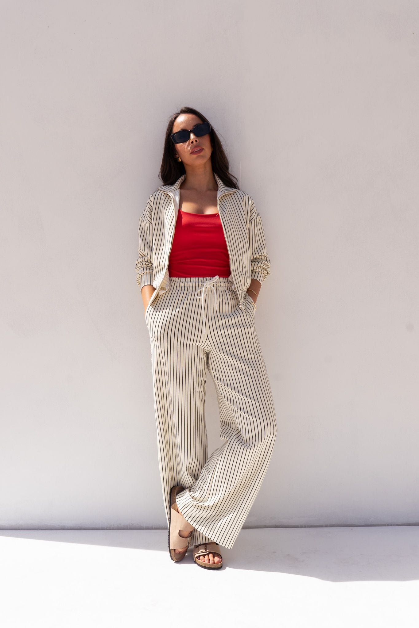 Love Laura Luxe Lounge Set In Pinstripe