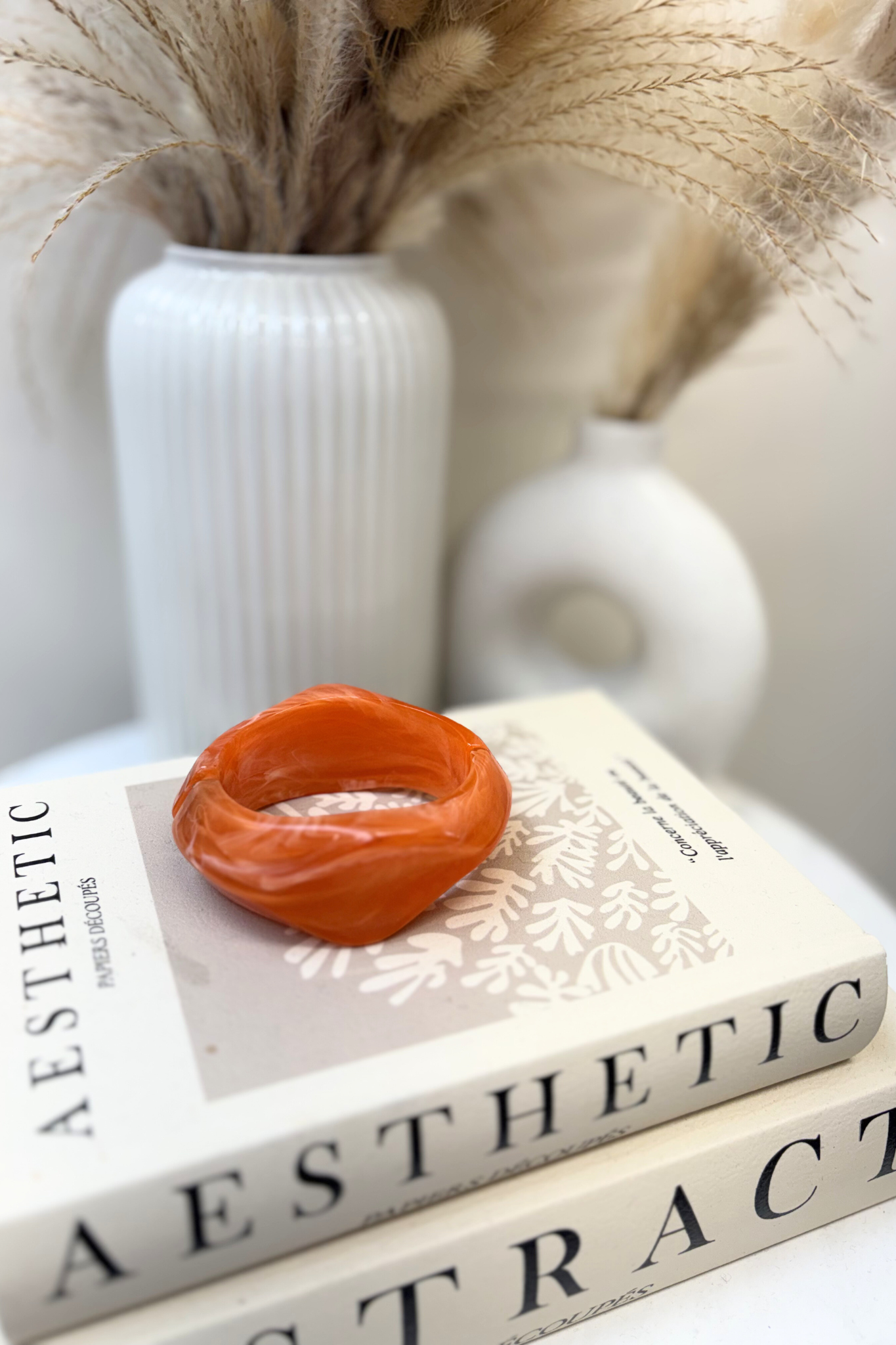 Olive Resin Bangle In Orange