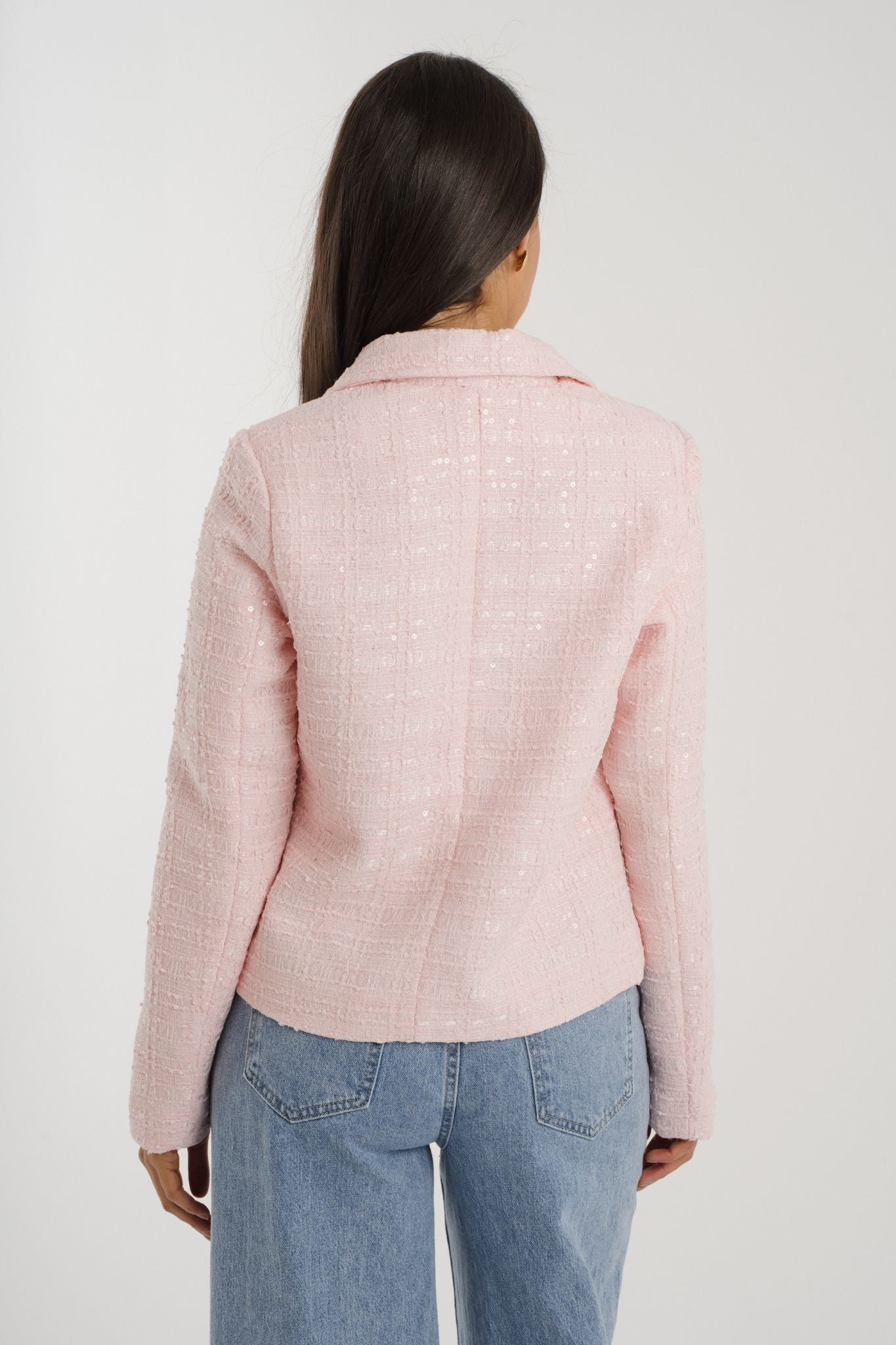 Arabella Tweed Blazer In Pink