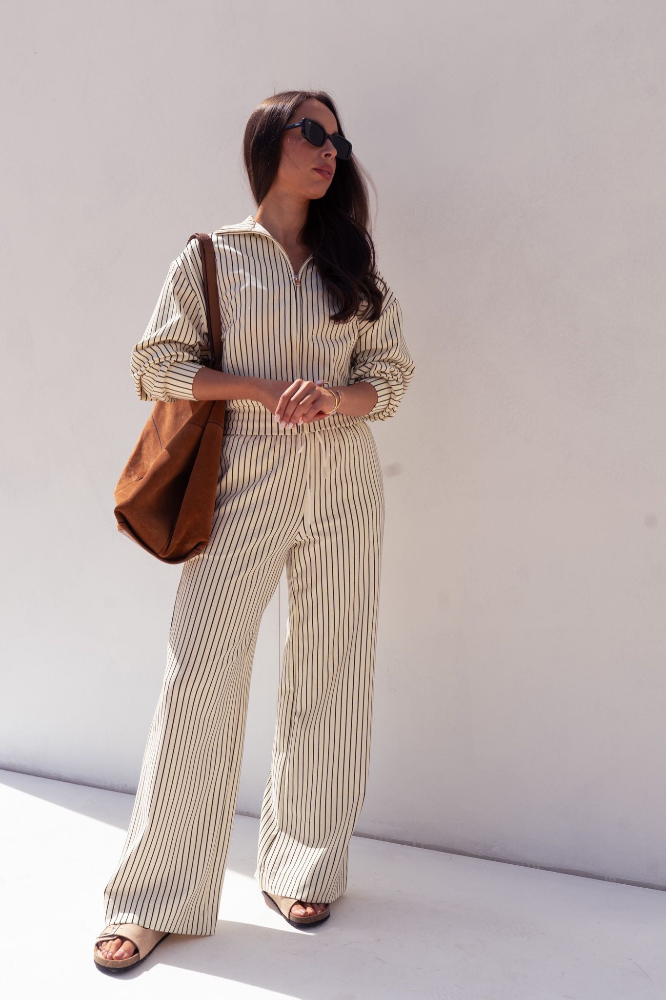 Love Laura Luxe Lounge Set In Pinstripe