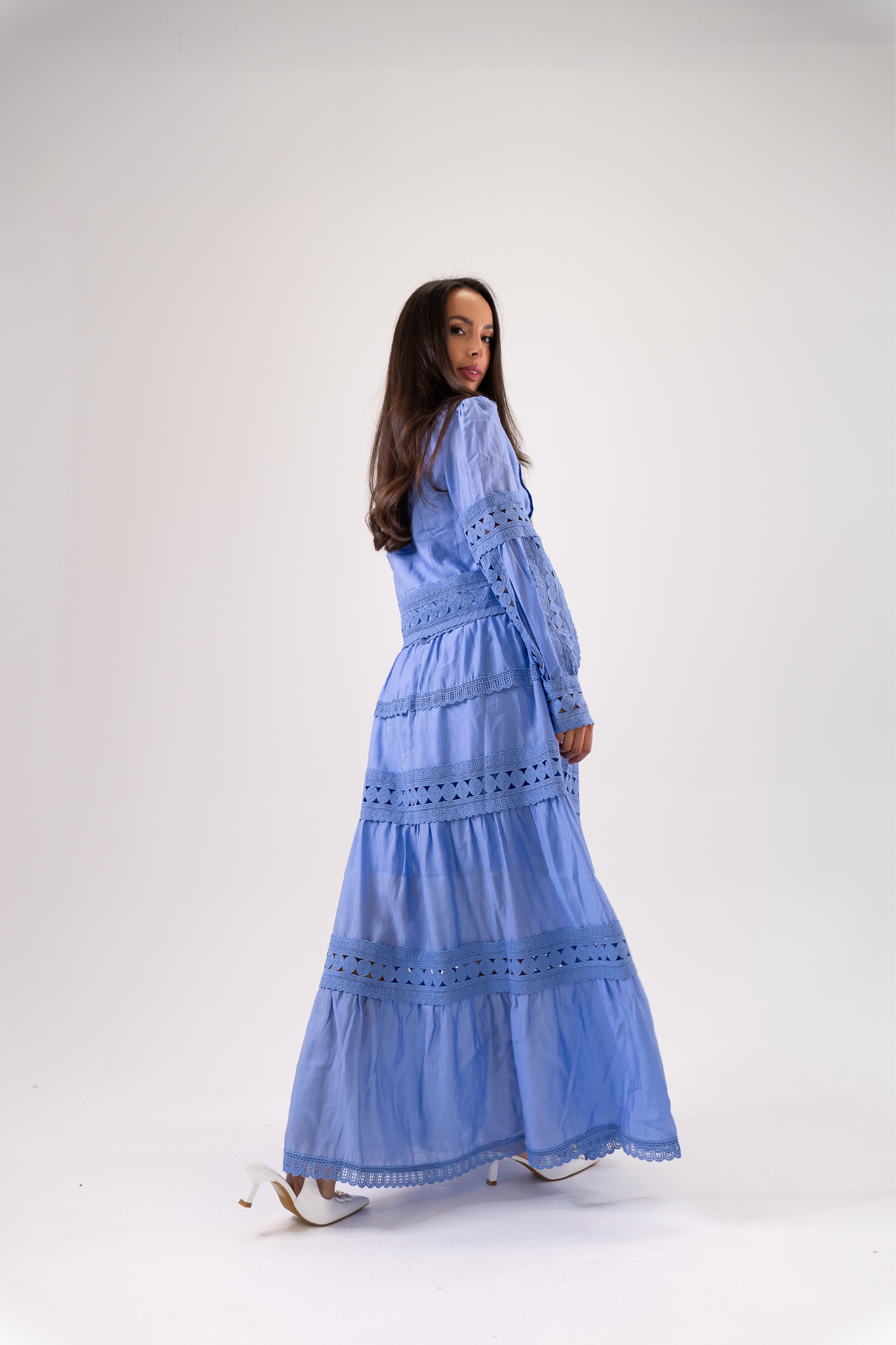 Jasmine Floral Lace Skirt In Blue