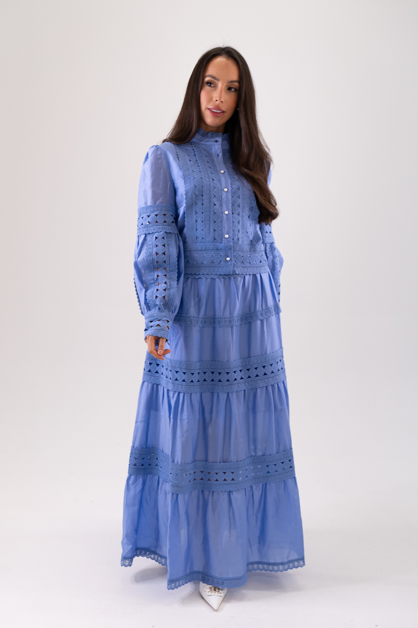 Jasmine Floral Lace Skirt In Blue