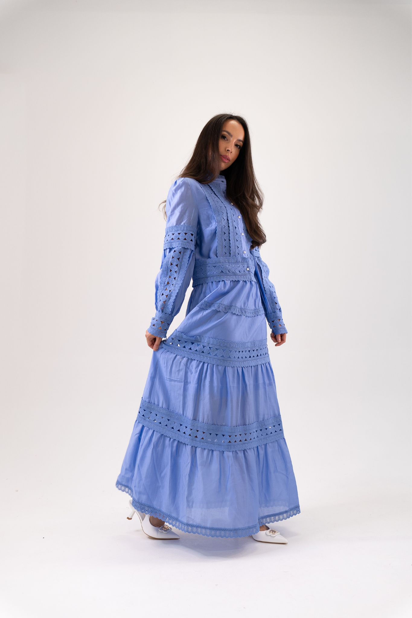 Jasmine Floral Lace Skirt In Blue