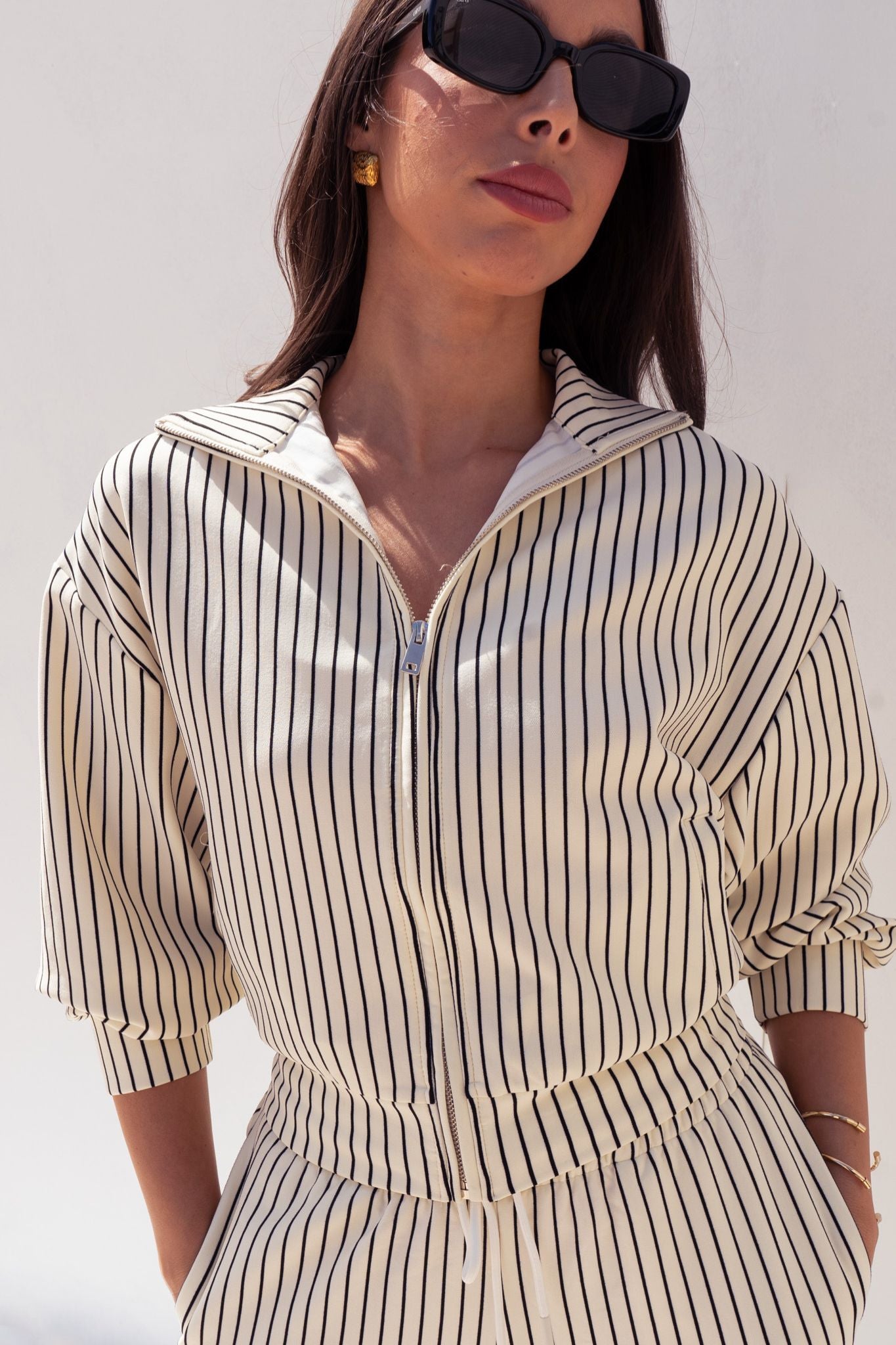 Love Laura Luxe Lounge Set In Pinstripe