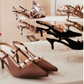 Love Laura Pearl Detail Kitten Heel In Chocolate