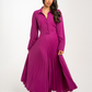 Celine Pleated Shirt Dress In Fuchsia