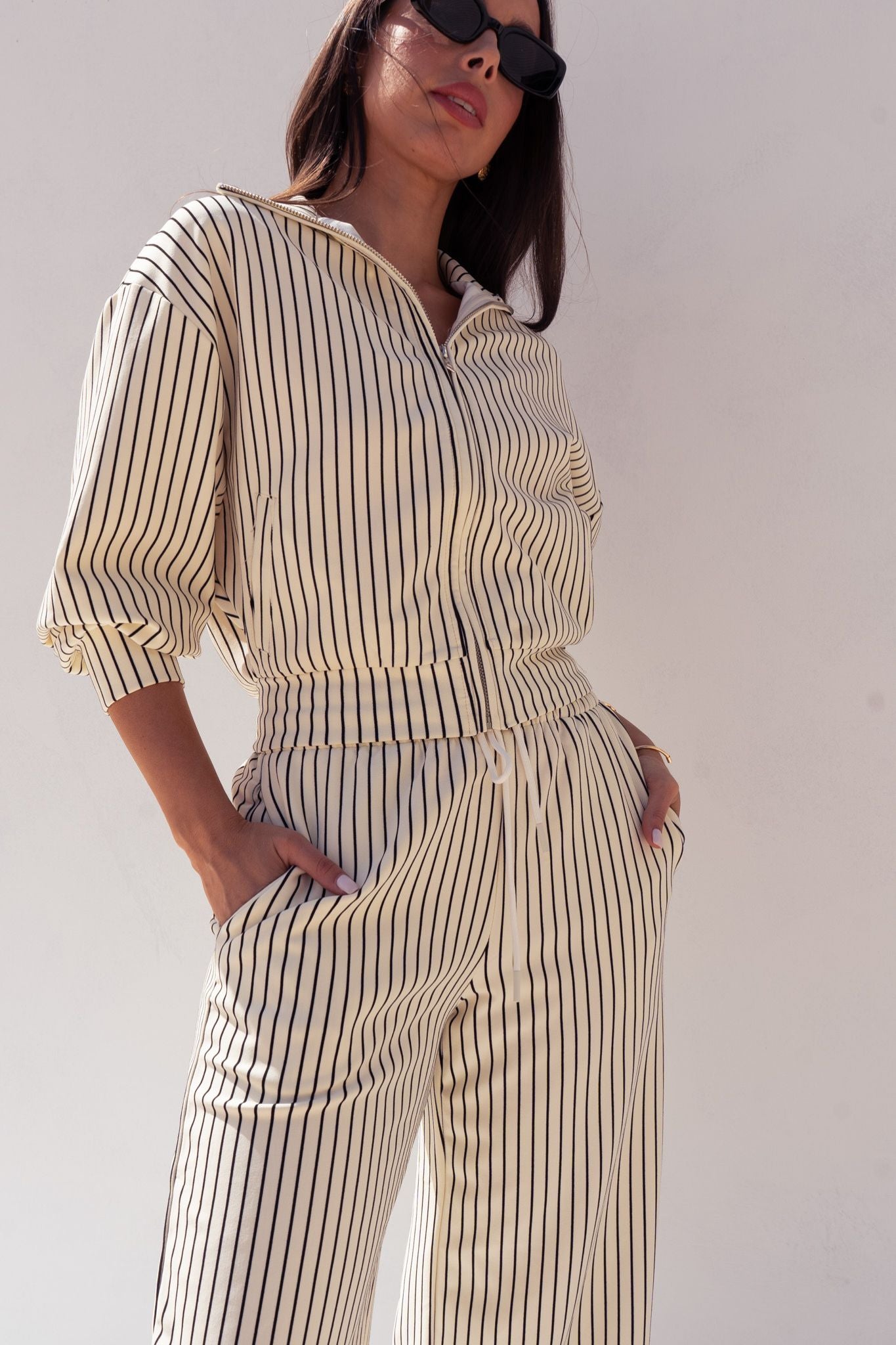 Love Laura Luxe Lounge Set In Pinstripe