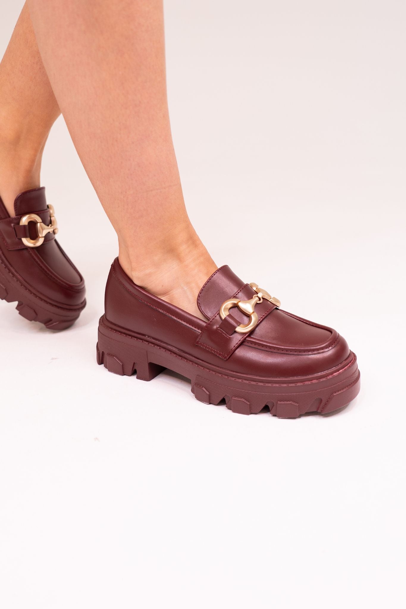 Winnie Buckle Loafers In Wine