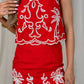 Polly White Embroidered Skirt In Red