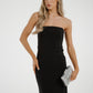 Pia Strapless Midi Dress In Black