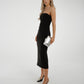Pia Strapless Midi Dress In Black