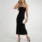Pia Strapless Midi Dress In Black