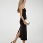 Pia Strapless Midi Dress In Black