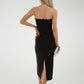 Pia Strapless Midi Dress In Black